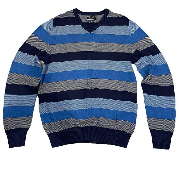 Club Room Mens Sweater Medium Preppy V Neck Office Casual Blue Layering - Picture 1 of 6